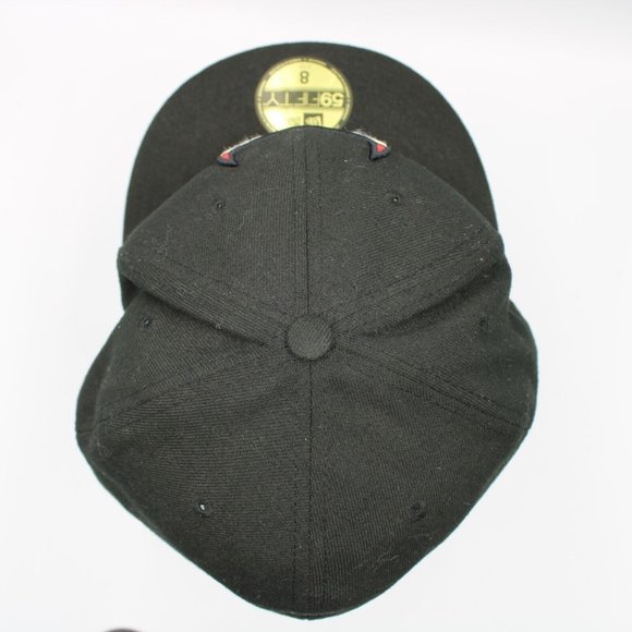 Chicago Bulls NBA Basketball New Era 59Fifty Black Fitted Hat Cap Sz 8 - Picture 7 of 9